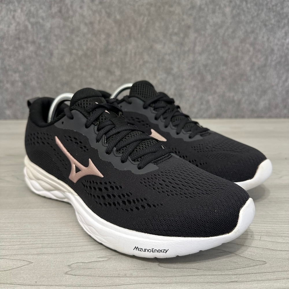 Mizuno Wave Revolt 2 Running Shoes Mens 11 Black Rose Gold Enerzy Foam Sneaker